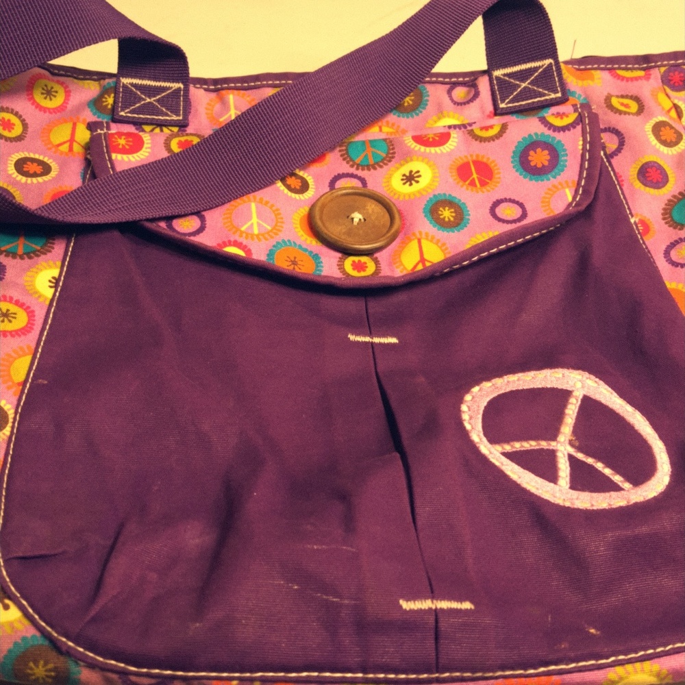 Love, Peace, And Buttons Bag